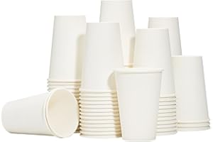 RACETOP Disposable Paper Coffee Cups 12 oz [100 Pack],12 oz White Hot Coffee Paper Cups, Thickened Paper Style