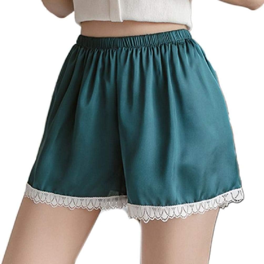 N/A/ SWEETWU Women Satin Lingerie Pettipants Half Slips Bloomer Lace