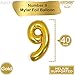 Number 9 and Gold Confetti Balloons - Large, 40 Inch Foiil Gold Balloons | 5 Gold Confetti Balloons, 12 Inch | 9th Birthday Party Decorations | Party Supplies for Anniversary Décor
