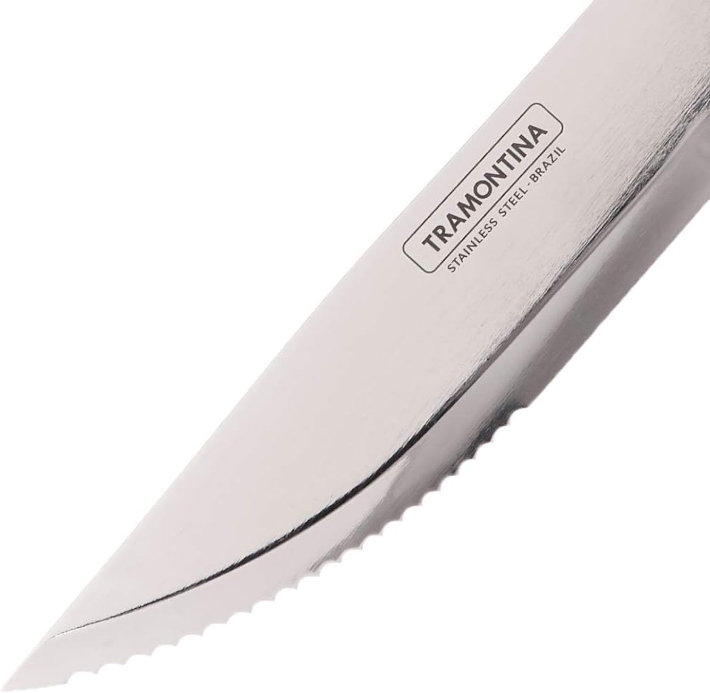 Tramontina P-500DS Porterhouse Stainless Steel 4-Piece Steak Knife Set, Rounded Tip, Polywood Handle, Made in Brazil: Kitchen & Dining