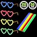 JOYIN 28 Packs Valentines Day Gifts Cards, Valentine's Greeting Cards with Heart Shaped Glasses and Light-up Glow Sticks for Kids Party Favor Classroom Exchange Prize Supplies