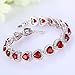 EVER FAITH Red Ruby CZ July Birthstone Gorgeous Heart-Shaped Roman Tennis Bracelet for Women, Prom