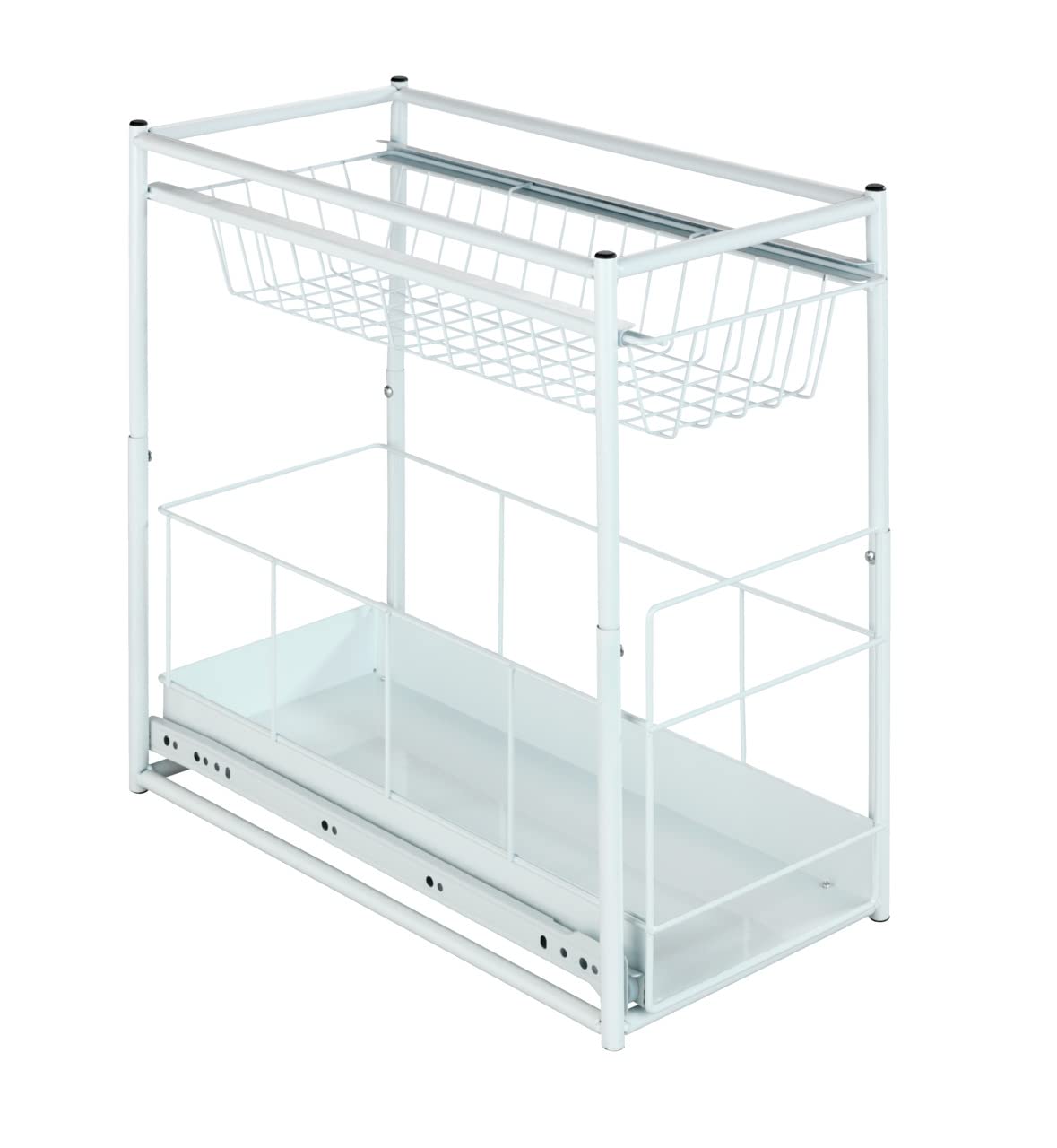 WENKO 2767010100 Sliding shelves - 2 compartments, Powder-coated metal, 23 x 45 x 45 cm, White