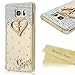 Galaxy Note 5 Case - Mavis's Diary 3D Handmade Bling Crystal Golden Love Heart Cross with Shiny Diamonds Gems Clear Cover Hard PC Case for Samsung Galaxy Note 5 & Clean Cloth