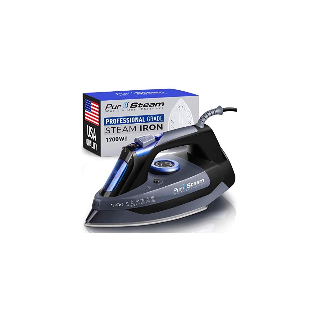 Professional Grade 1700W Steam Iron for Clothes with Rapid Even Heat