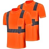 AK A-KSAFETY High Vis Reflective Work Shirt Breathable Short Sleeve Safety
