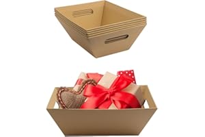 UPPER MIDLAND PRODUCTS [5 PK] 8x10” Kraft Baskets for Gifts Empty | Wine Gift Basket | Basket with Handles | Small Gift Basket | Christmas,Wedding, Holiday, Anniversary, Display, Montessori | Gift to Impress