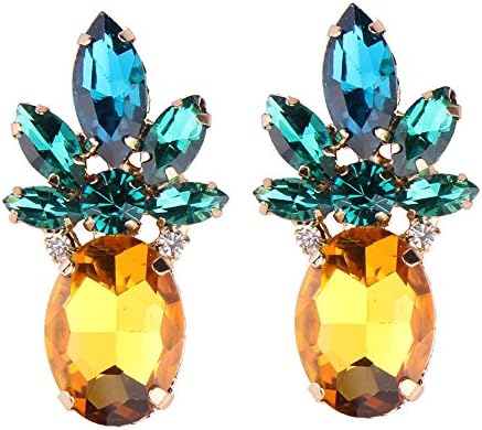 Dubeauty Bling Pineapple Drop Stud Earrings with Crystal&amp; Glass Beads Fruit Hypoallergenic Jewelry for Women Girls