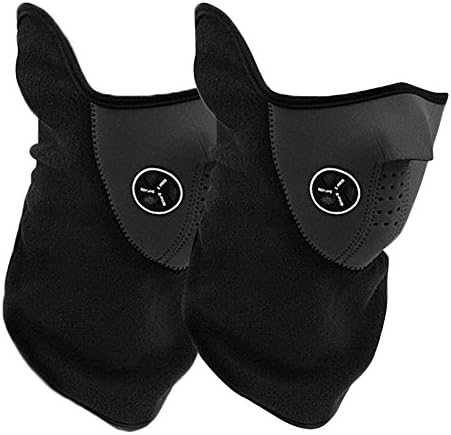 Loving Home Skiing Snowboard Neck Warm Half Face Mask Winter Sport Bike Bicycle Windproof Face Mask Color Black, 2 Piece