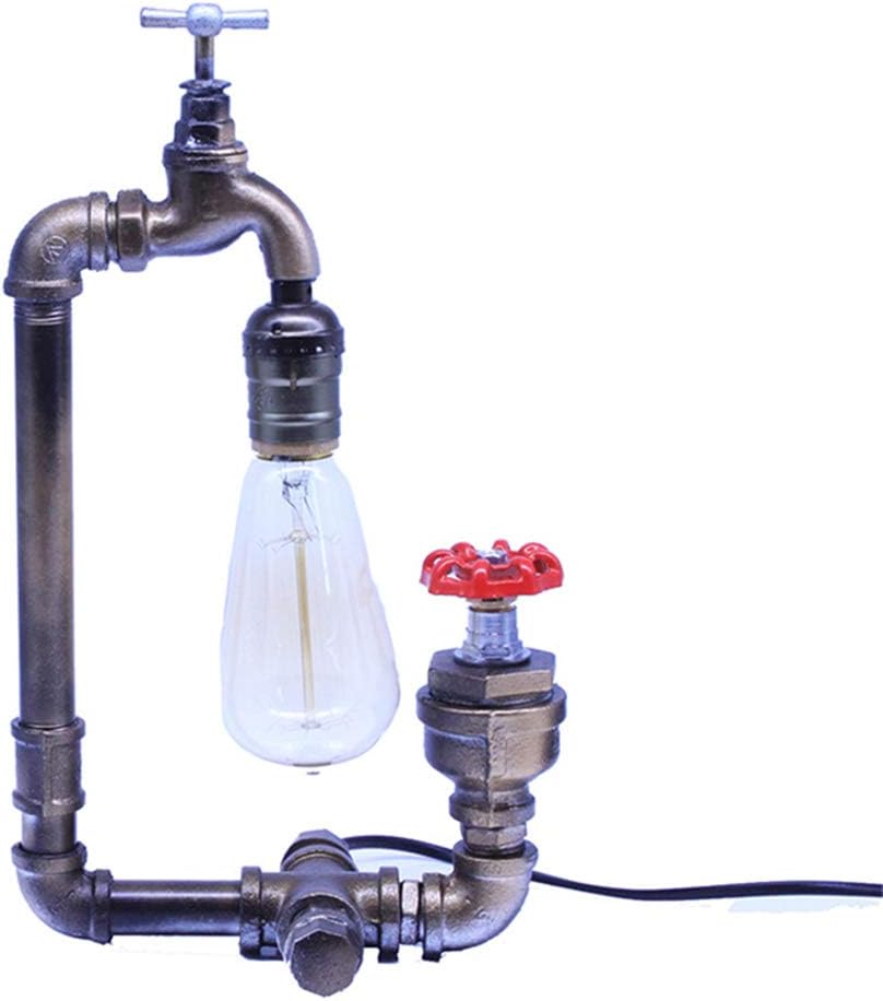 Retro Industrial Tubería agua Lámpara mesa, Creativo Grifo Habitación
