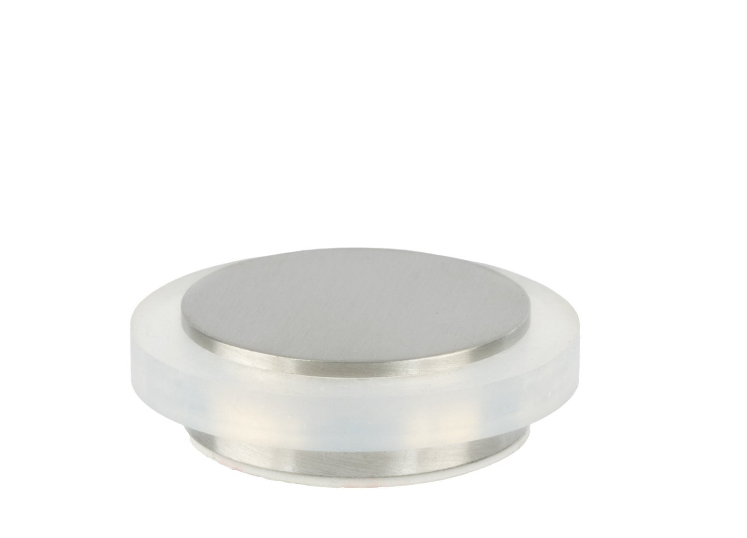 EVI Herrajes | Low Design Door Stop | Ø35x12mm | Solid Stainless Steel - White Rubber Protection | Strong Adhesion | 100% Functional | Mod. I-20335X12BAM