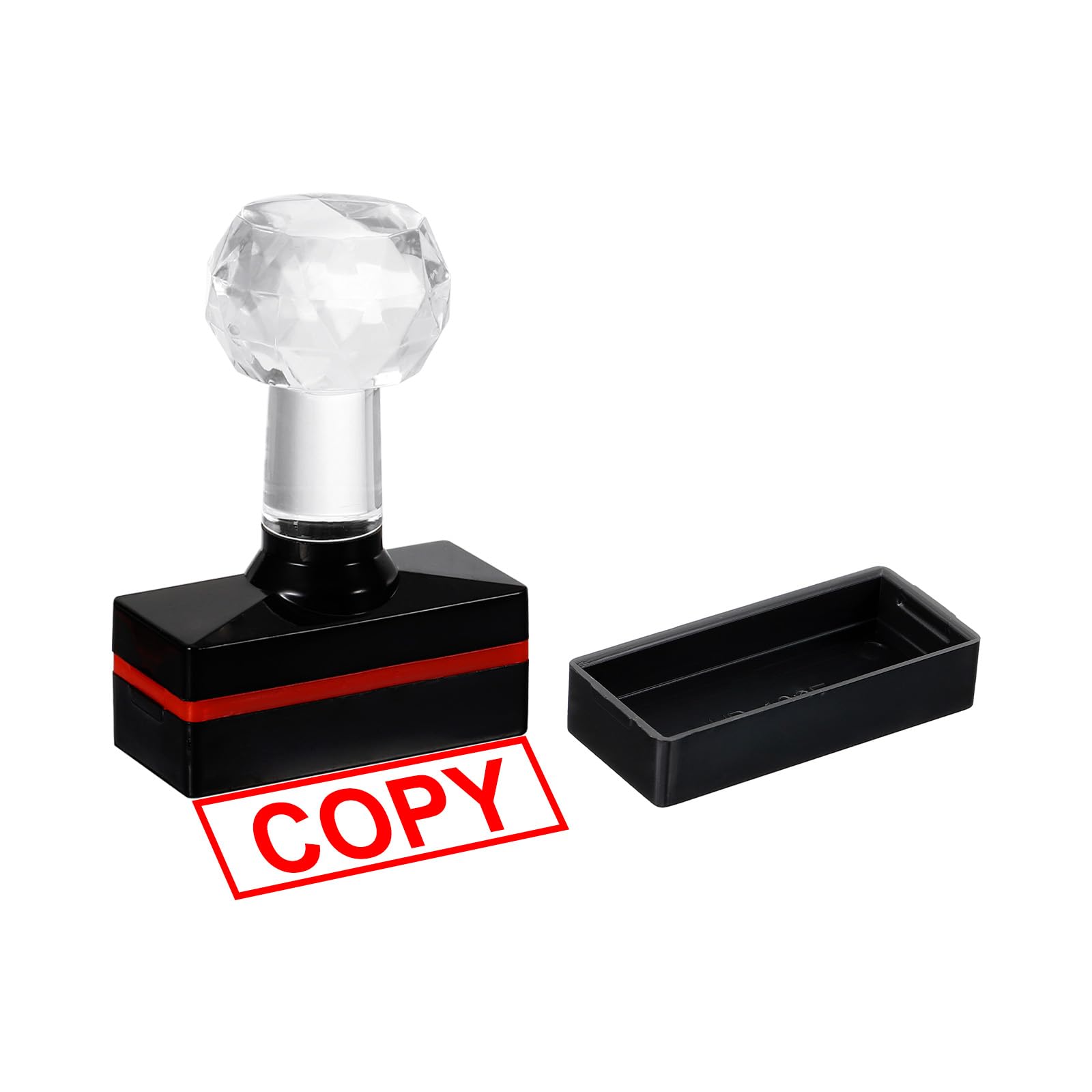 PATIKIL Copy Stamp Self Inking, Red Ink Office Stamps Pre Inked Message Stamp Refillable Business Stamp, Black