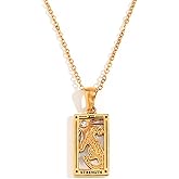 ORIGENCE 18k Gold Plated Tarot Cards Pendant Necklace - Vintage Colorful Charm Necklace Lucky Talisman Hypoallergenic for Women and Men Gift