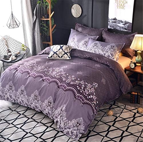 Jeklfostyn 2 3Pcs 3D Printed American Lace Beddingt Set Duvet Cover Bedclothes Quilt Cover Hometextile Purple EUKing 220x240cm