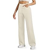 keriffe Womens Wide Leg Dress Casual Pants Pockets High Waist Button Stretchy Business Work Trousers Office Slacks
