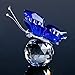 H&D Crystal Flying Butterfly with Crystal Ball Base Figurine Collection Cut Glass Ornament Statue Animal Collectible (Blue)