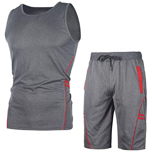 Appoi Women Underwear Men's Body Shaper Slim Casual Athletic Tank Top Shirt Shaperwear,Elastic Vest + Shorts Pants Suit (2XL, Dark Gray)