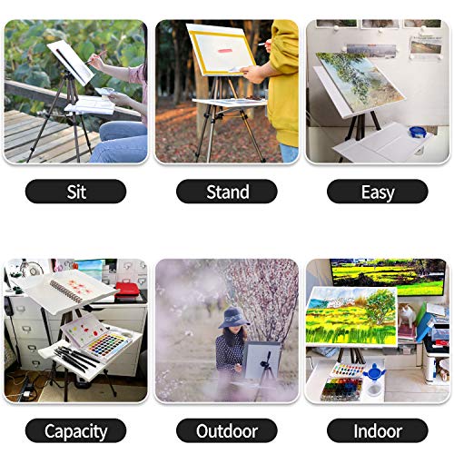 MEEDEN Artist Watercolor Field Easel Portable Easel, Lightweight Field Easel 17 to 65 Inch for
