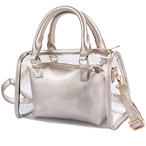 Kilofly women s 2-in-1 clear transparent handbag crossbody purse …