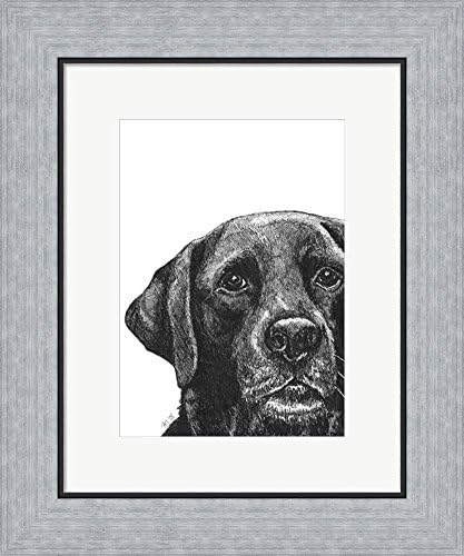 Millie the Black Lab by Beth Thomas Framed Art Print Wall Picture, Flat Silver Frame, 15 x 17 inches
