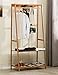 Ufine Bamboo Clothes Rack Heavy Duty Garment Rack Coat Hanging Stand with 6 Hooks, 3 Tier Storage Shelves Closet Organizer for Bedroom, Living Room, Guest Room, Apartment and Entryway