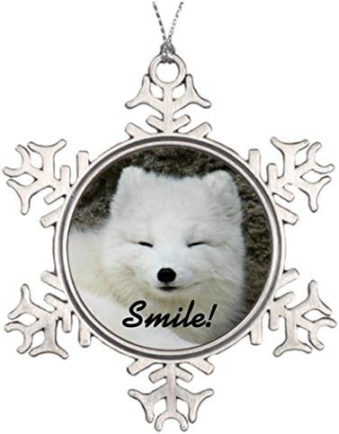 Personalised Christmas Tree Decoration Smiley Arctic Fox Photo Home Decorations Decorative