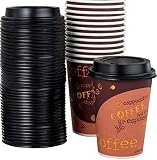 Restaurant Grade 12 Oz Paper Coffee Cups With Recyclable Dome Lids. 100 Pack By Avant Grub. Durable, BPA Free Disposable Designer Cups For Hot Drinks At Kiosks, Shops, Cafes, and Concession Stands