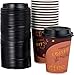 Avant Grub 100 Pack 12 Oz Restaurant Grade Paper Coffee Drinking Cup With Recyclable Dome Lids. Durable, BPA Free Disposable Designer Cups For Hot Drinks At Kiosks, Shops, Cafes
