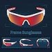 TOREGE Polarized Sports Sunglasses for Men Women Cycling Running Driving TR033(White&Red Tips&Red Lens)