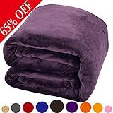 Shilucheng Fleece Soft Warm Fuzzy Plush Lightweight Throw (60-Inch-by-43-Inch) Couch Bed Blanket, Purple