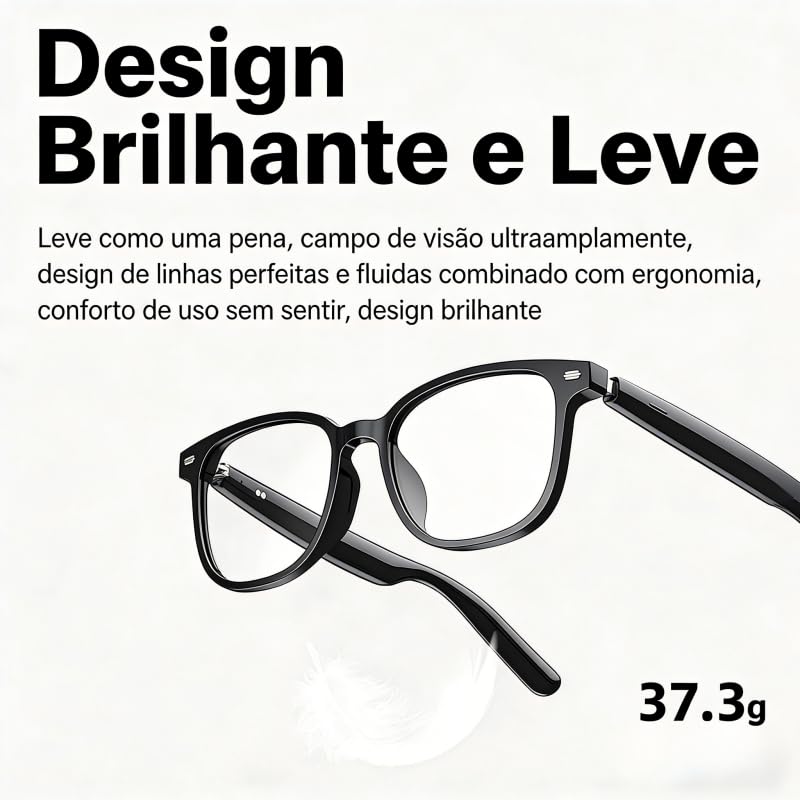 Óculos com tradução inteligente por IA, equipados com áudio Bluetooth com encaixe magnético, compatíveis com chamadas em viva-voz e reprodução de música, são o dispositivo ideal para o dia a dia