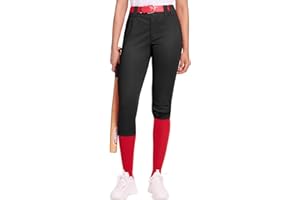 DREAMMONKEY Dreammoneky Women's Softball Pants Low-Rise 3/4 Tapered Leg Baseball Pants with Dual-Layer Knee Protection for Youth Girls