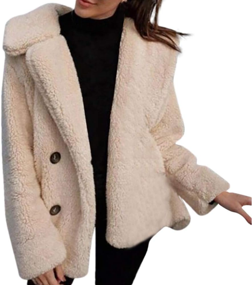 Clearence!!!Sonnena Women's Casual Coat Winter Button Pocket Turn-Down Collar Warm Parka Outwear Ladies Jacket Overcoat Outercoat Tops