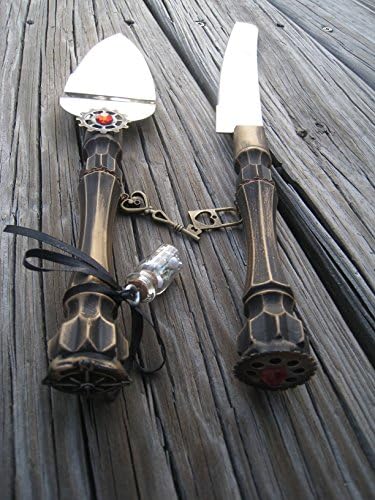 Antique Padlock Love Lock Steampunk Wedding Cake Cutter set - Servers -Steampunk dining server-wedding ceremony accessories