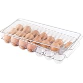 iDesign Clear Plastic Egg Holder for Fridge with Lid, 21 Egg | Storage Container, Organizer Bin