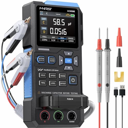FNIRSI LC1020E 100kHz LCR-Meter, 19999 Counts Widerstands-Induktivitäts-Kondensatortester, Auto Bauteilerkennung, Misst ESR/Q/D/θ/X, Doppelparameteran