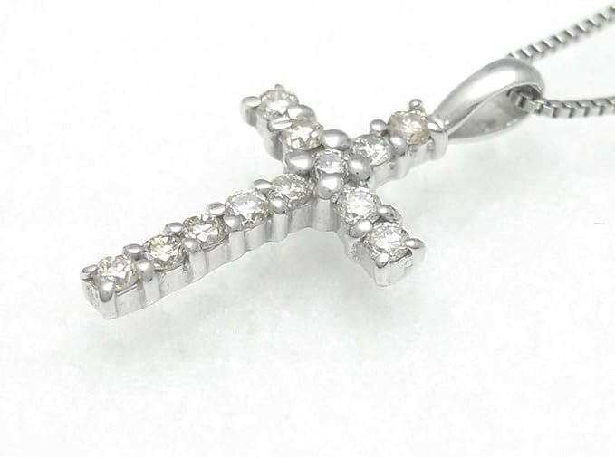 Amazon クロスネックレス 天然ダイヤモンド プチクロス ホワイトゴールドk１０ 華奢クロス 十字架 ダイヤモンドクロスネックレス Kurosu Jyuujika Daiyakurosu ネックレス 通販