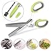 CETHIAS Herb Scissors,Multipurpose Kitchen Stainless Steel Shear with 5 Blades & Cover with Cleaning Comb & BONUS Cleaning Brush,Green