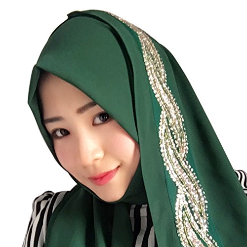 Zhengpin Scarf Muslim Headscarf Hijabs Cap for Women Long Shawl Gold Glitter