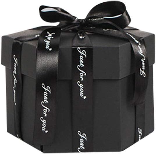 MyCozy Black Explosion Box Surprise Party Love Gift,Creative Handmade DIY Photo Album Scrapbooking Gift Box For Christmas Birthday Anniversary Valentine Wedding Mother's Day 43X43CM