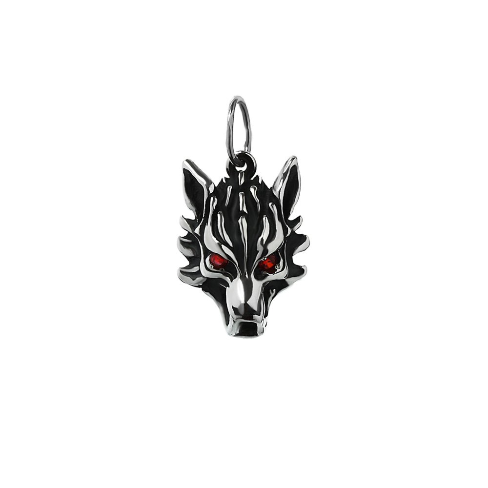 NKlaus Silver Solid 925 Sterling Silver Pendant Orthodox Wolf Head Small Biker Gothic 6299
