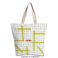 SCOXIXI Word Search Puzzle printed Tote Schoolgirl Bag Ladies Shopper Canvas Ba