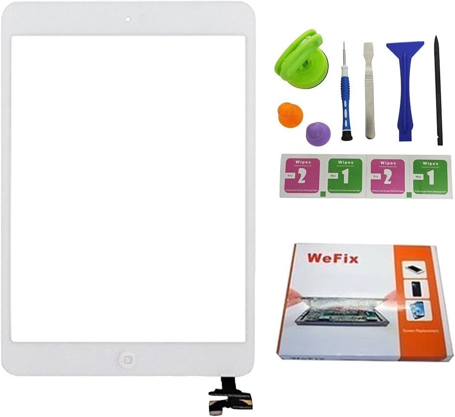 Allfix iPad Mini Touch Screen Digitizer Complete Assembly with IC Chip & Home Button Replacement &Tool Kit White