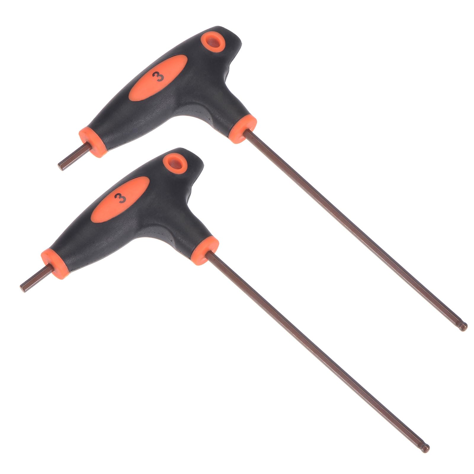CoCud T-Handle Ball End Hex Key, 3mm Hex, S2 Steel Metric T-Key Wrench Red - (Applications: for Basic Home Repair and Mechanical Maintenance), 2-Pieces