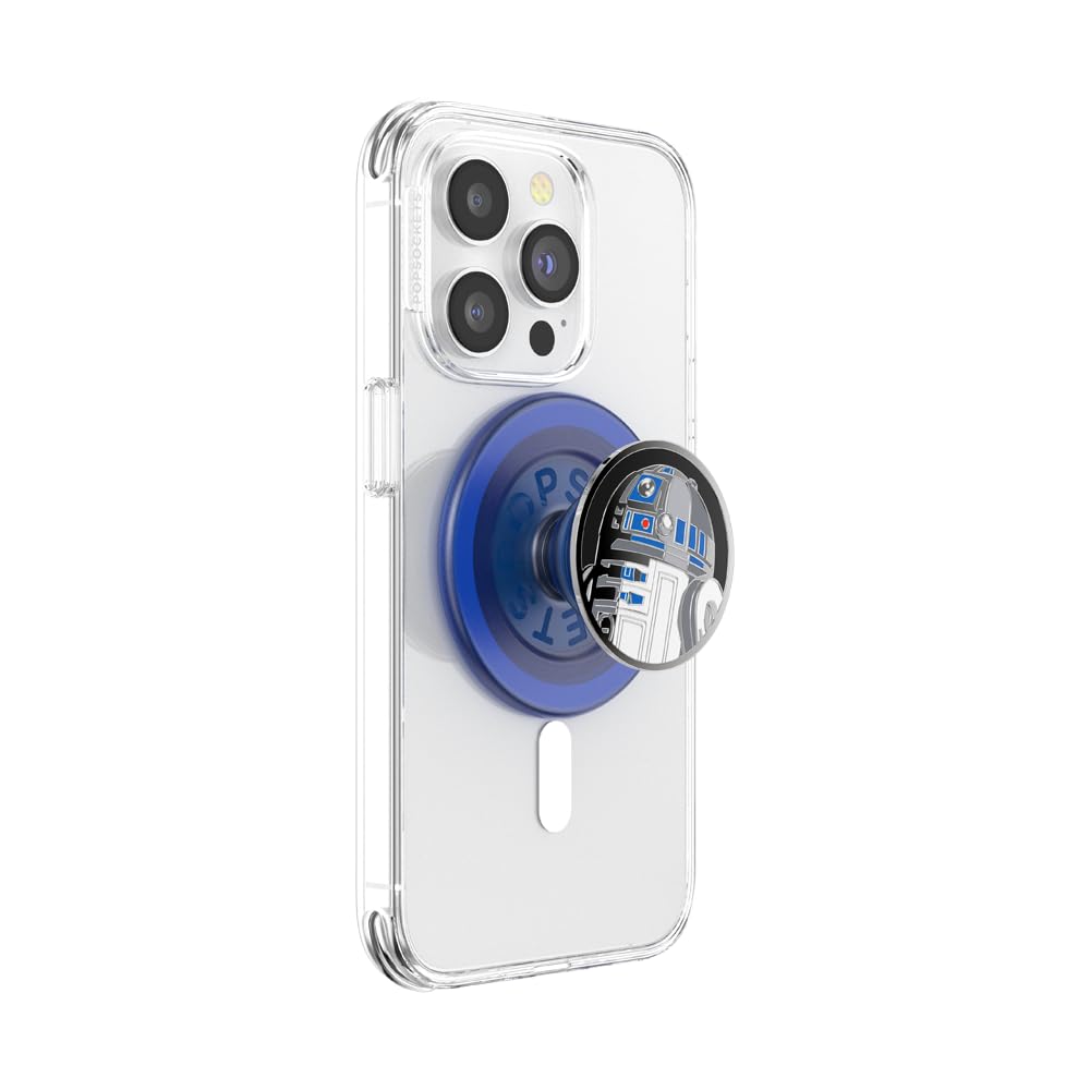 PopSockets PopGrip for MagSafe, Magnetic Phone Grip & Stand, Swappable Top, Secure Grip for iPhone MagSafe Cases, Kickstand for Hands-Free Viewing, Wireless Charging Compatible, StarWars - Enamel R2D2