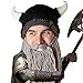 Beard Head Viking Pillager Beard Beanie - Funny Knit Horned Hat w/Fake Beard