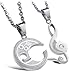 COPAUL Fashion Jewelry Stainless Steel Music Note Engraved Couple Best Friend Puzzle pendant Necklace Sets,White Color