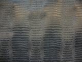 Vinyl Faux Fake Leather Crocodile Nile Charcoal Blue Embossed Faux Upholstery Fabric Sold Per Yard 55