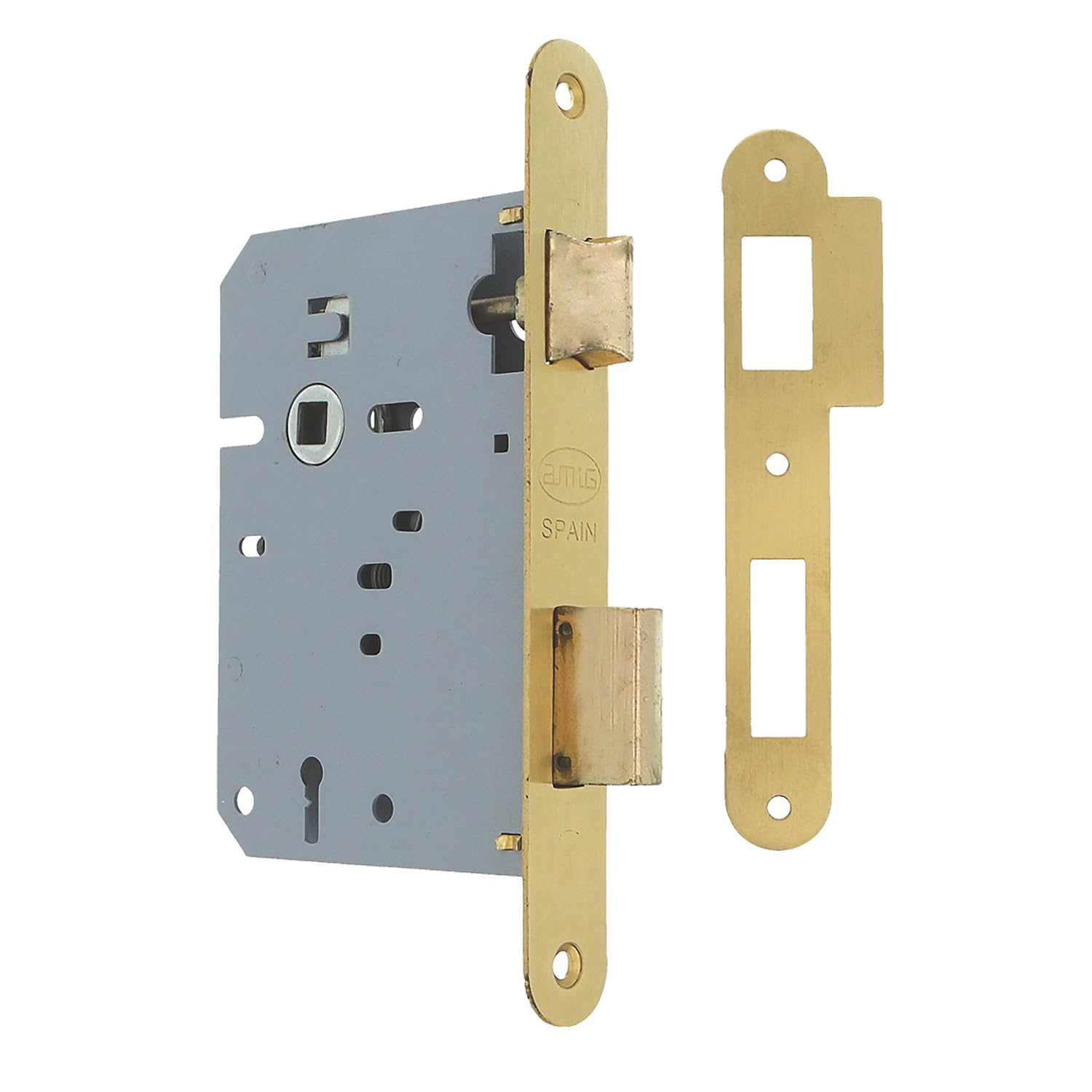 Amig 716TR Mortice 60/68 mm Inlet | Lock for Wooden Doors | with Gorja Square Edge | Empty Key | Matt Brass, Blue, Standard