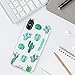 iPhone X Case, iPhone XS Case, iPhone 10 Case, Girls Women White Green Cactus Best Protective Bumper Slim Fit Heavy Duty Cute Thin Soft Clear Silicone Rubber TPU Cover Phone Case for iPhone X/XS